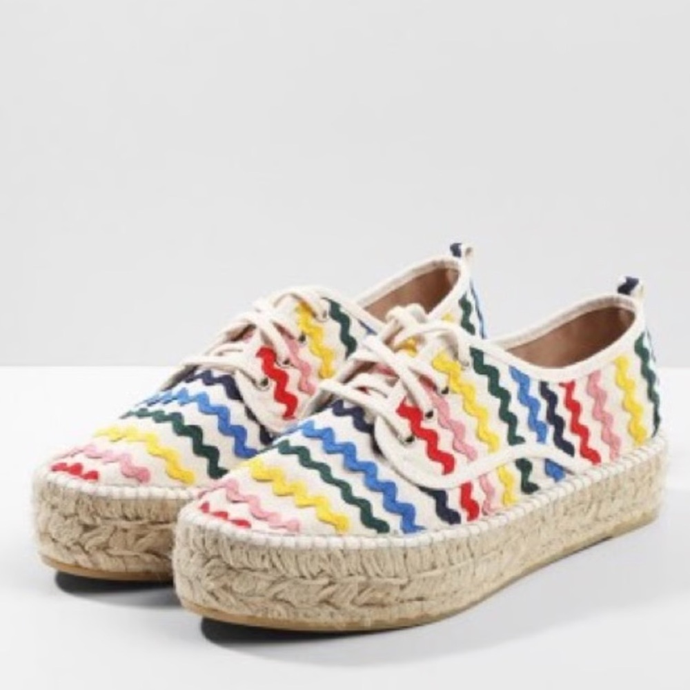 Loeffler Randall Alfie Espadrille Sneakers Ric Rac Colorful Rainbow Shoes